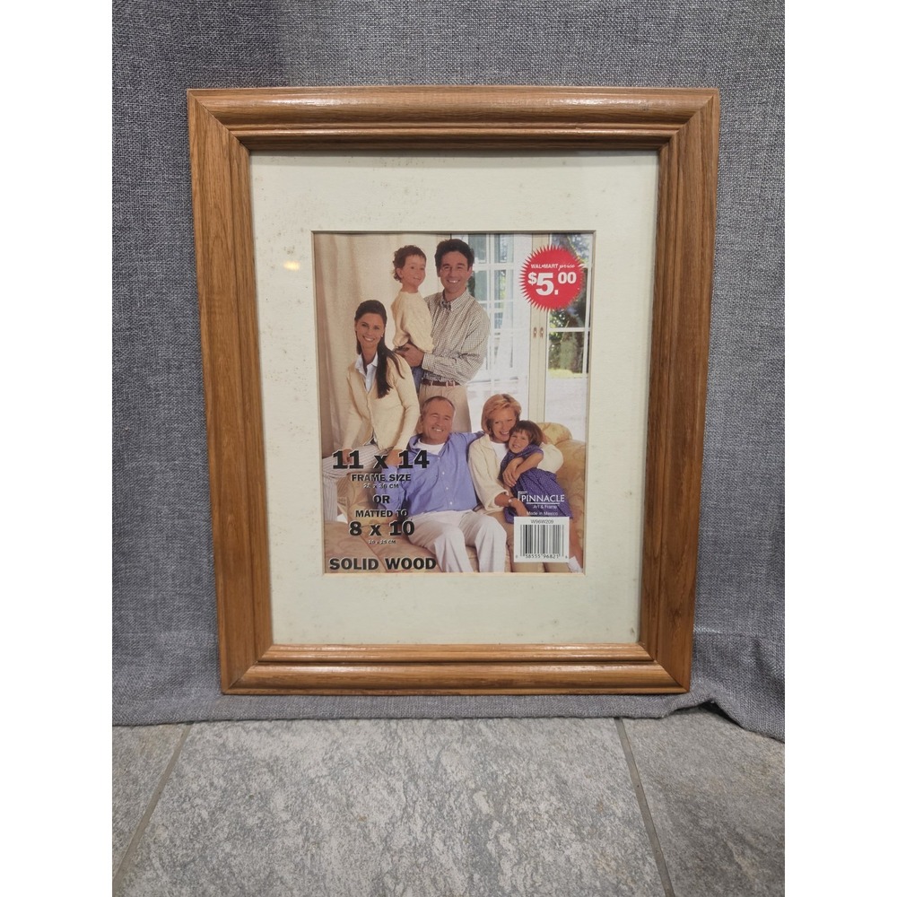 Pinnacle Solid Wood Picture Frame 11x14 Matted 8x10 Oak Finish Glass